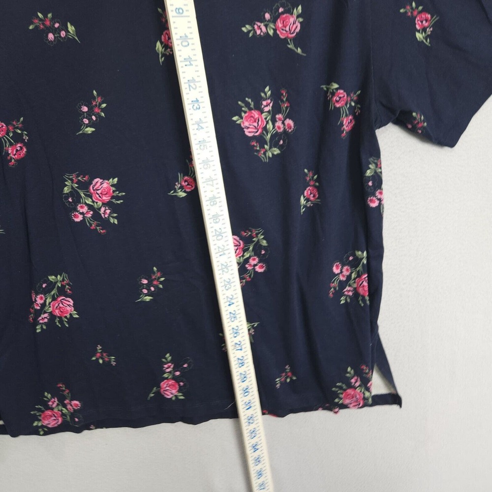 Woman Within Top T-Shirt Womens Blue Size 3X Short Sleeve Pullover Floral - Picture 8 of 11
